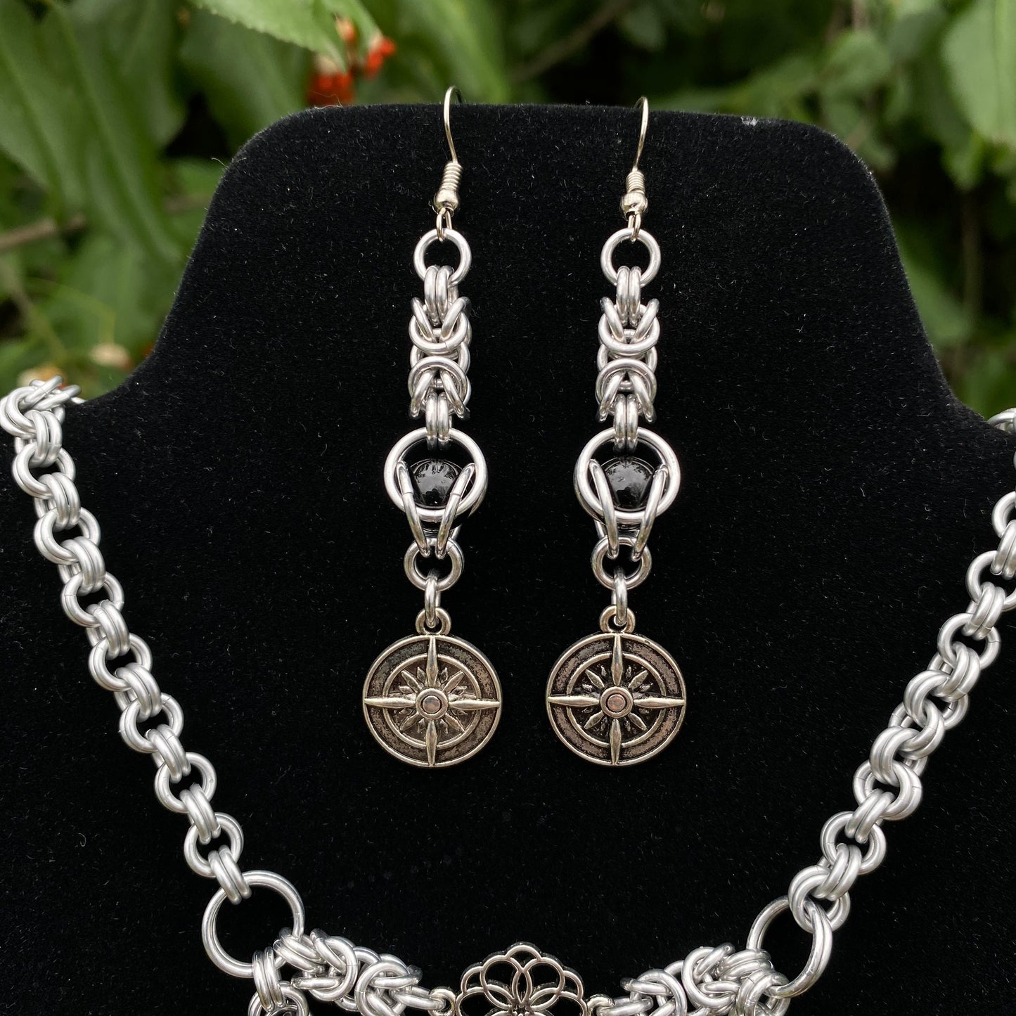 Compass chainmail jewelry set